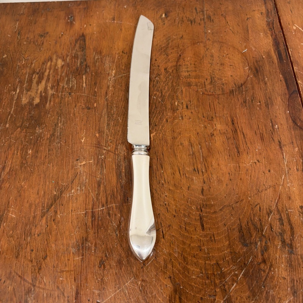 Sheffield Sterling Silver Handle Serrated Bread or Cake Knife  12.5"